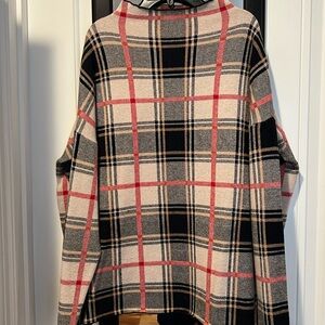 Tahari heavyweight mock neck plaid sweater